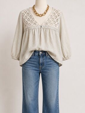 100% Linen I Love Linen Lace Front Top Malvin Germany